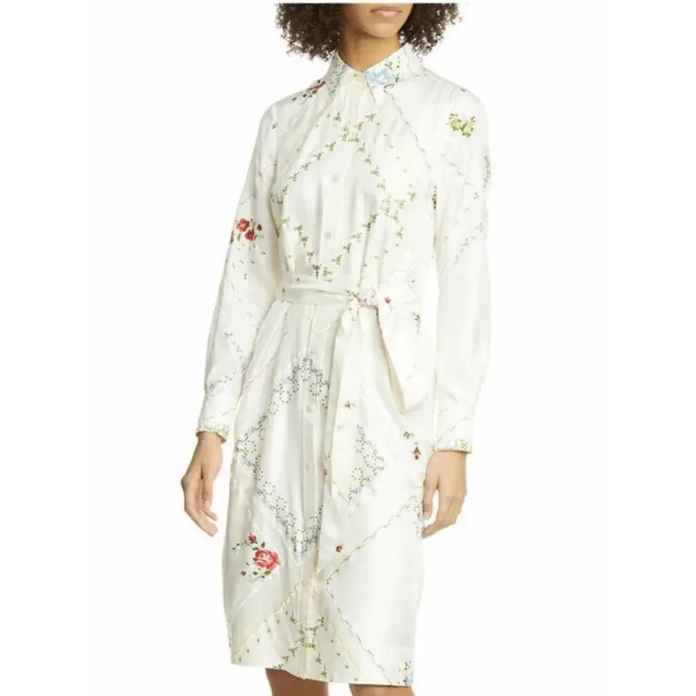 Tory Burch 10 2020 Silk Printed Ivory Tea Dress